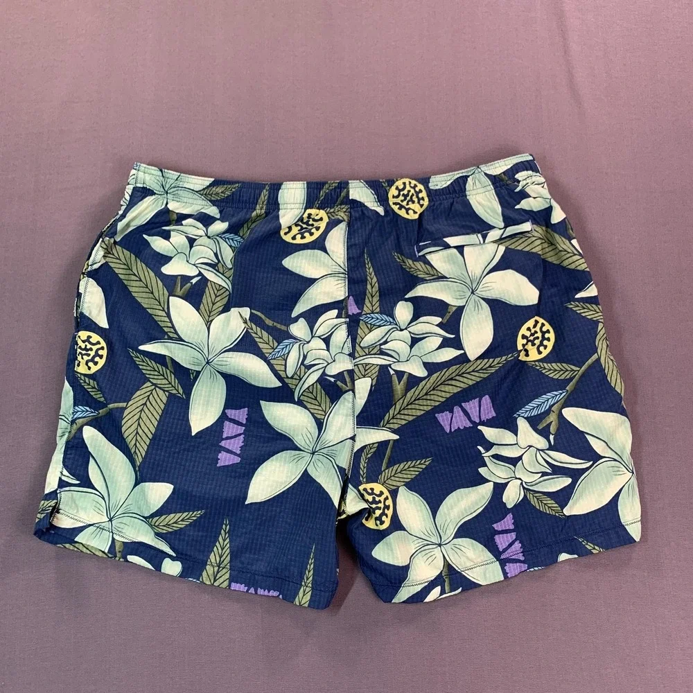 Tommy Bahama Swim Trunks Mens 2XL Blue Hawaiian Floral Mesh Lined Drawstring 42